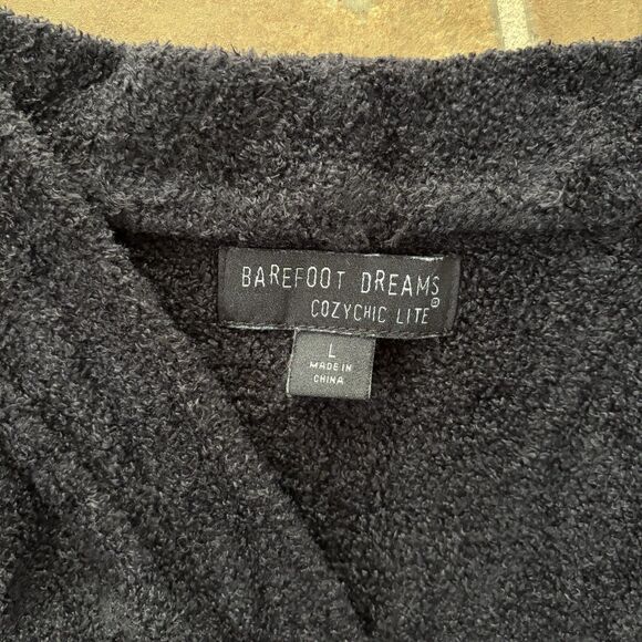 Barefoot Dreams Cardigan Womens Size Large Black Cozychic Lite - Picture 3 of 6